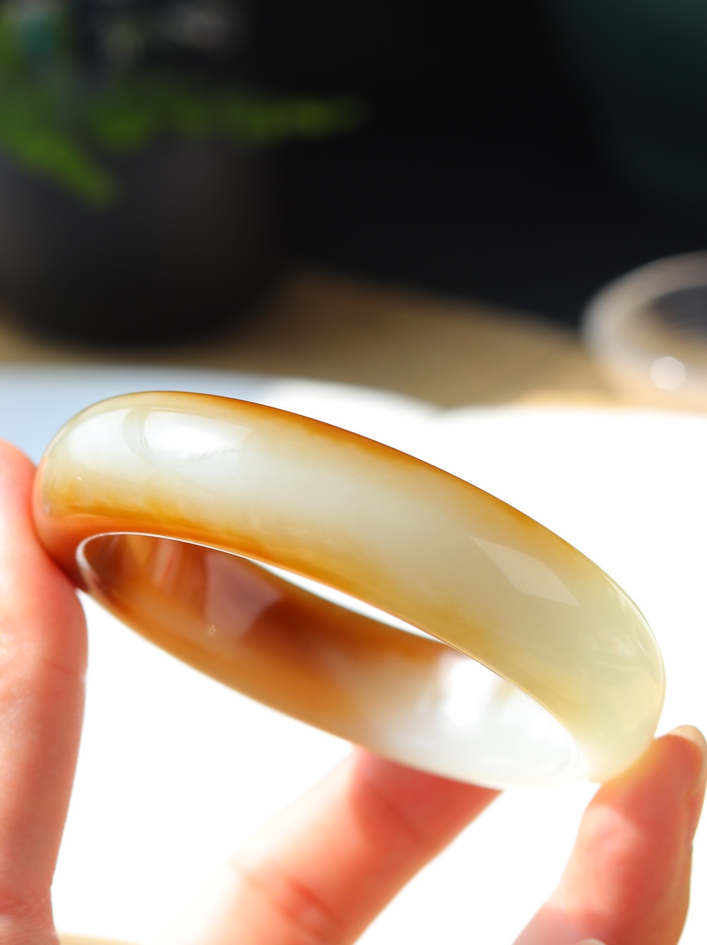 和田糖白手镯